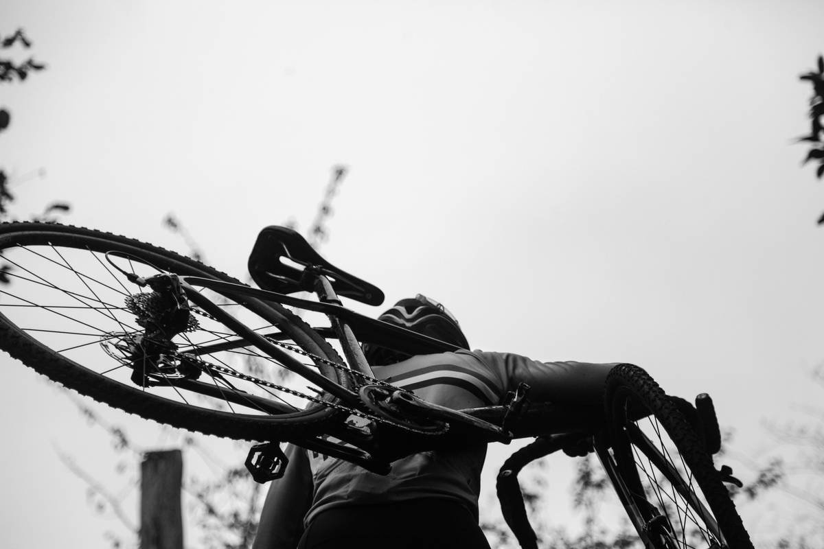 Climbing up the hill cyclocross race, Tacoma Washington