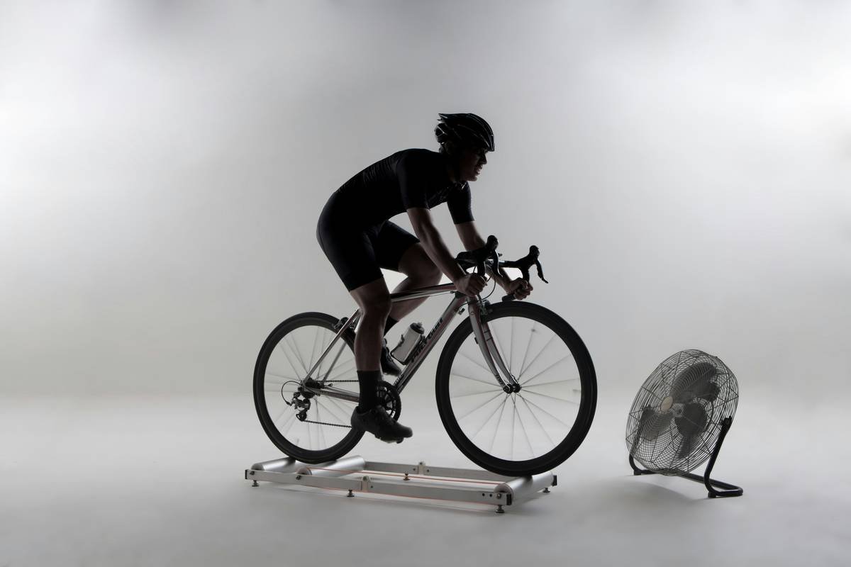man training in indoor trainer