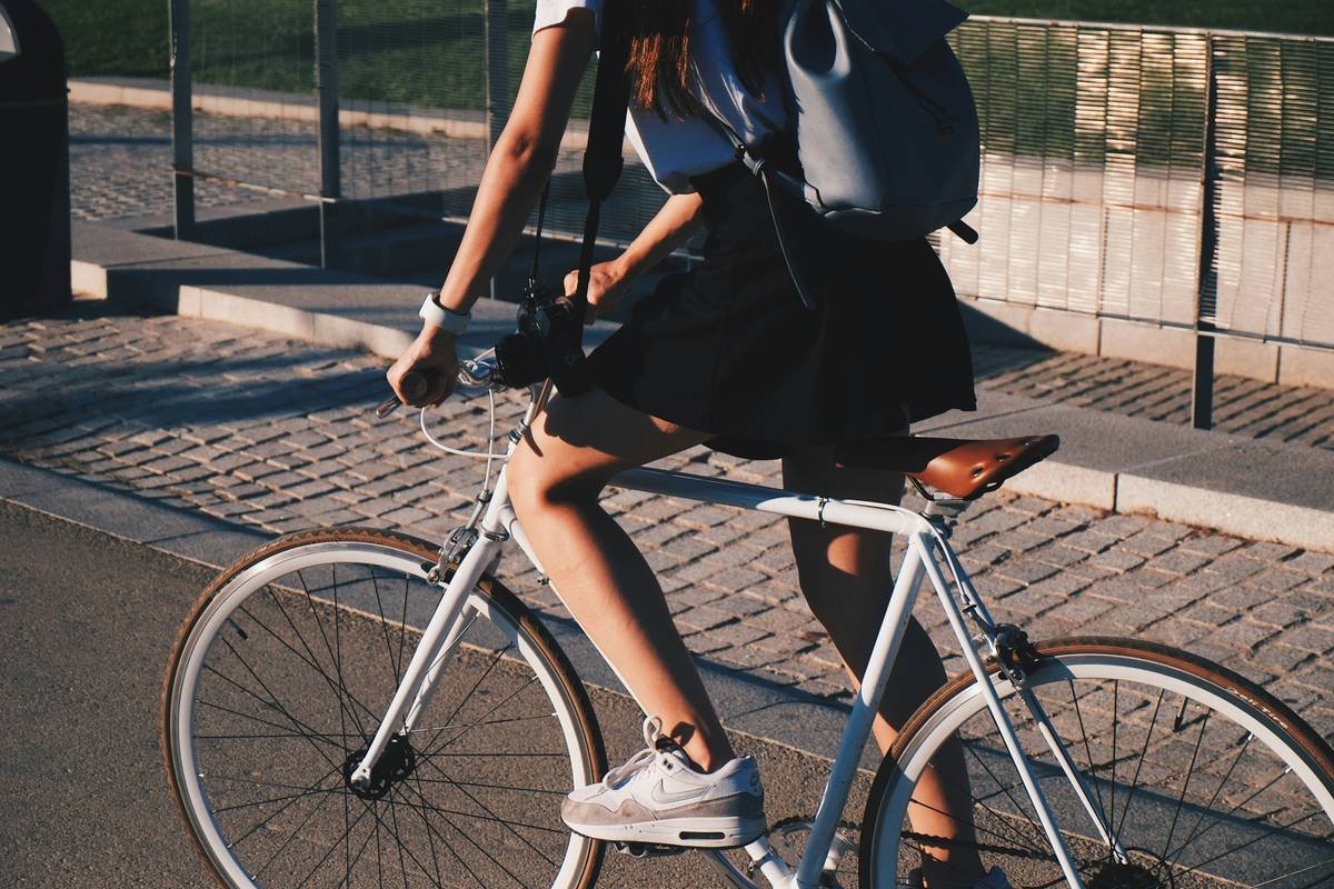 Person pedalling a bicycle